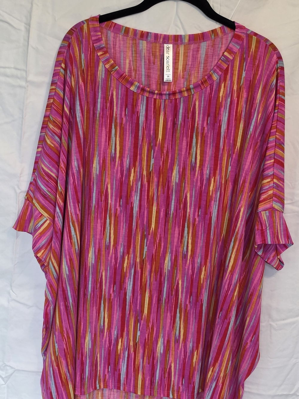 Pink Multi-Stripe Scoop Neck Tunic, 2X